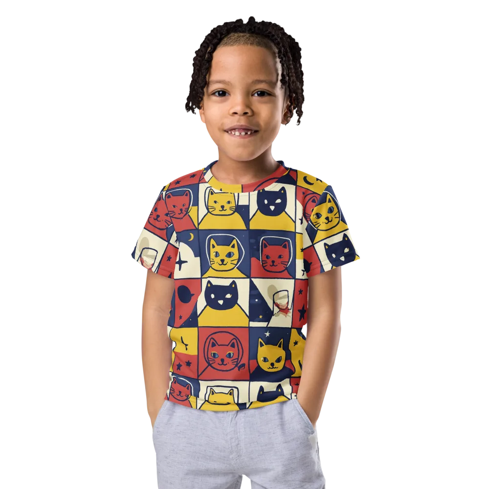 Astro Whiskers on Kids Crew Neck T-Shirt — Front