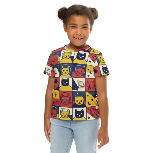 Astro Whiskers on a Kids Crew Neck T-Shirt