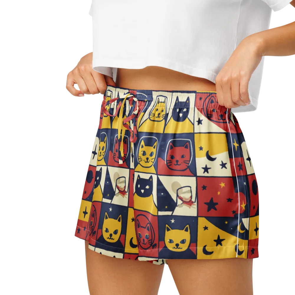 Astro Whiskers on Women's Pajama Shorts — Left