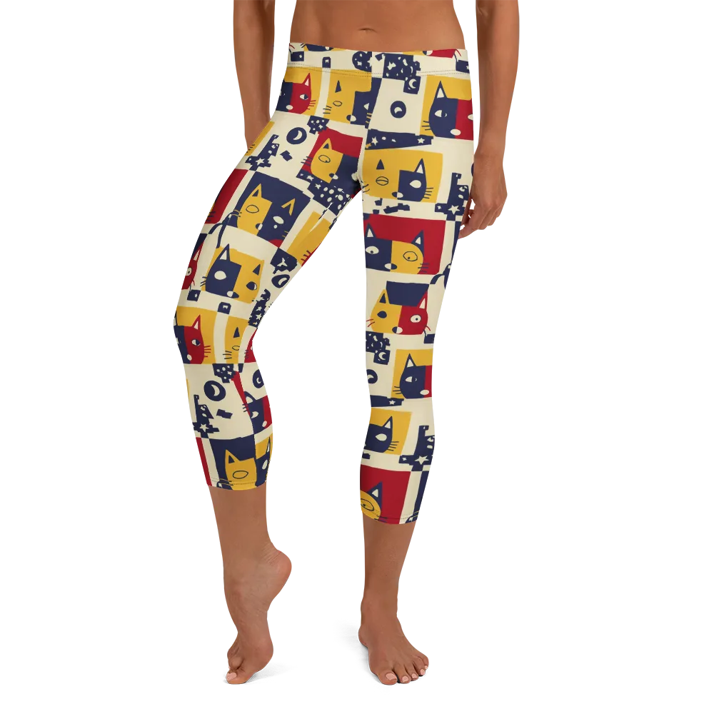 Cat’s Pajama Parade on Capri Leggings — Front