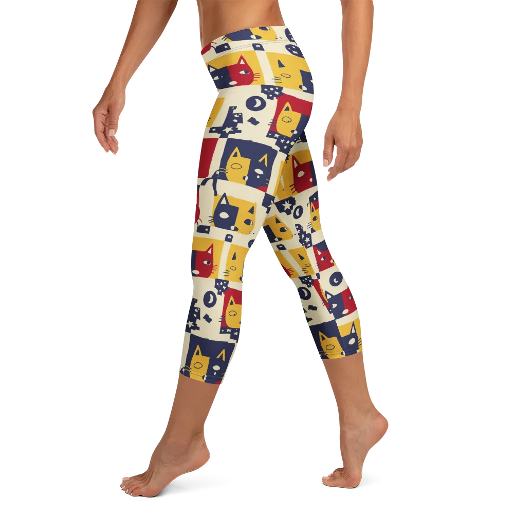 Cat’s Pajama Parade on Capri Leggings — Left