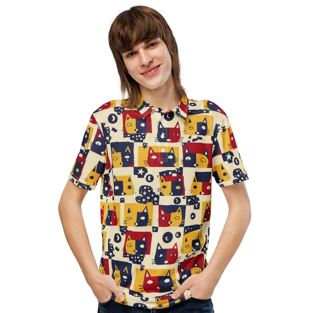 Cat’s Pajama Parade on Men's Slim Fit Polo Shirt — Front