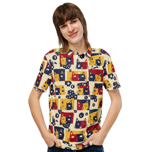 Cat’s Pajama Parade on a Men's Slim Fit Polo Shirt