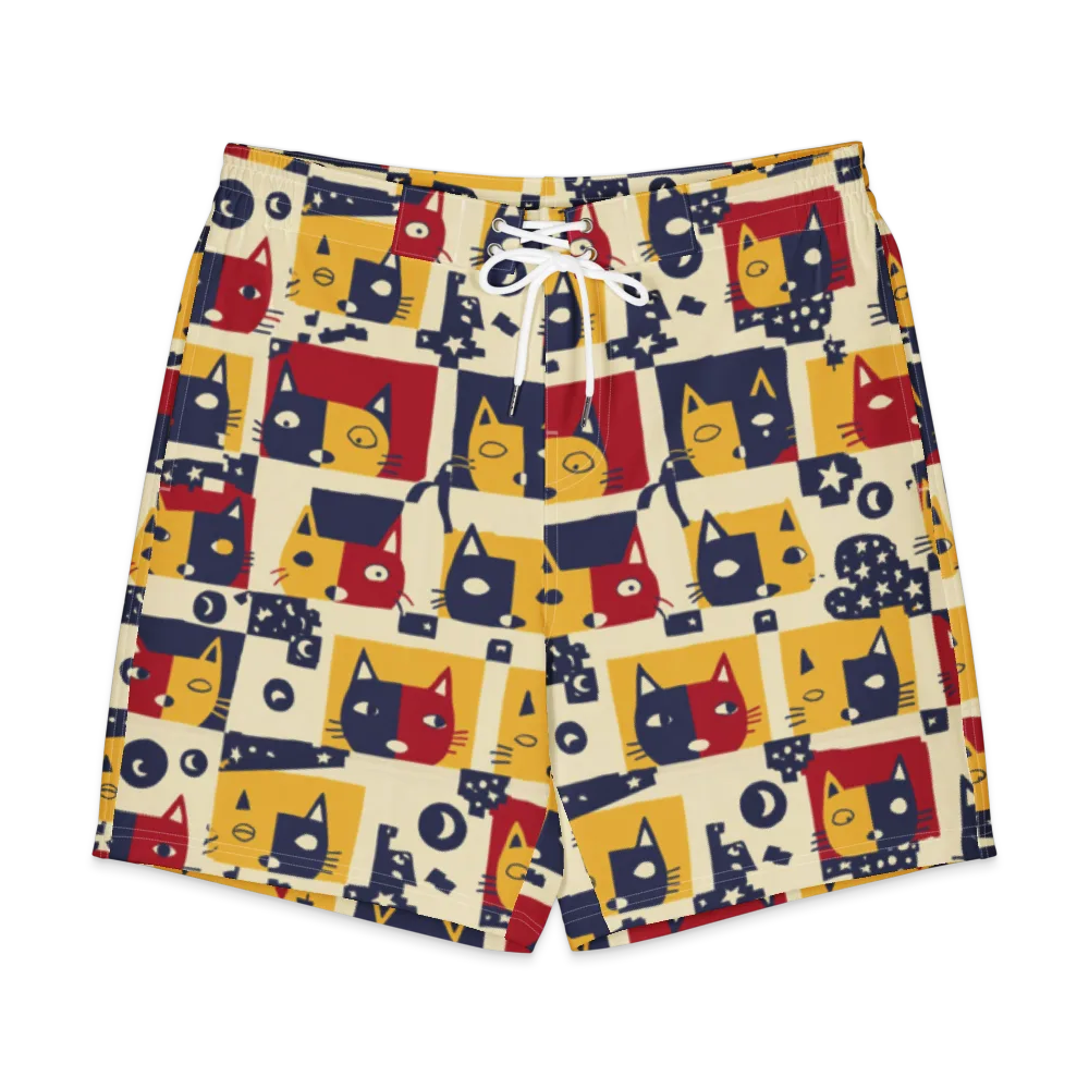 Cat’s Pajama Parade on Men's Board Shorts — Front