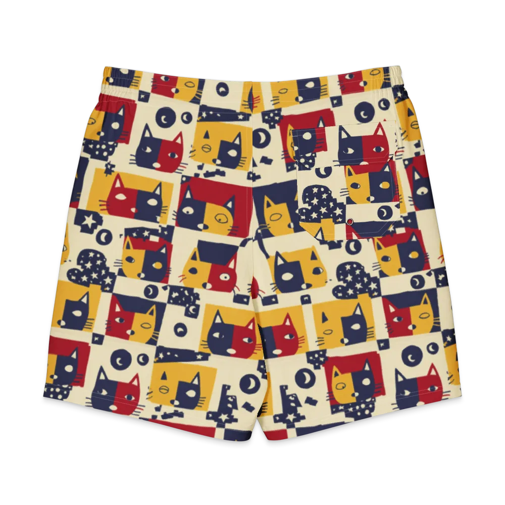 Cat’s Pajama Parade on Men's Board Shorts — Back