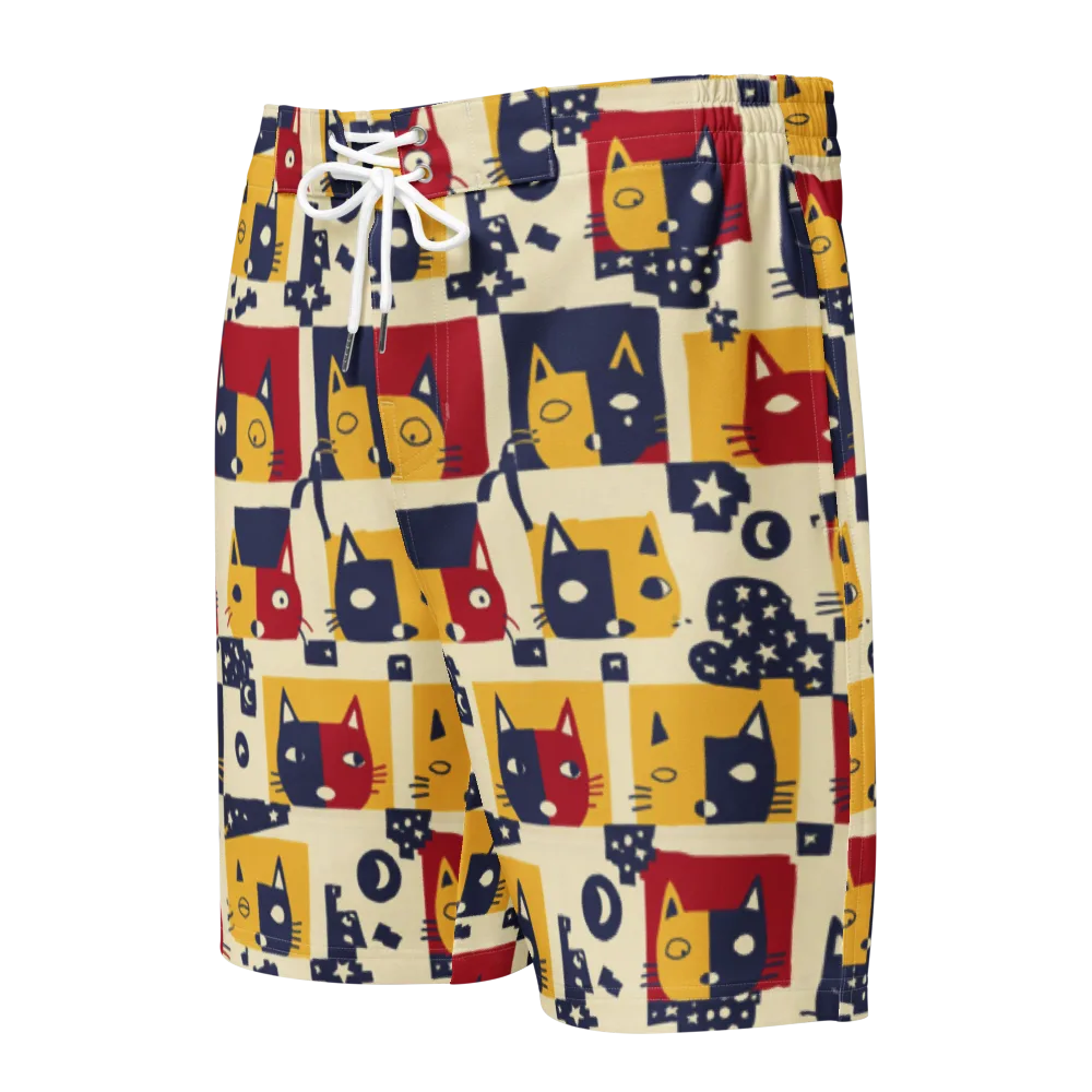 Cat’s Pajama Parade on Men's Board Shorts — Front