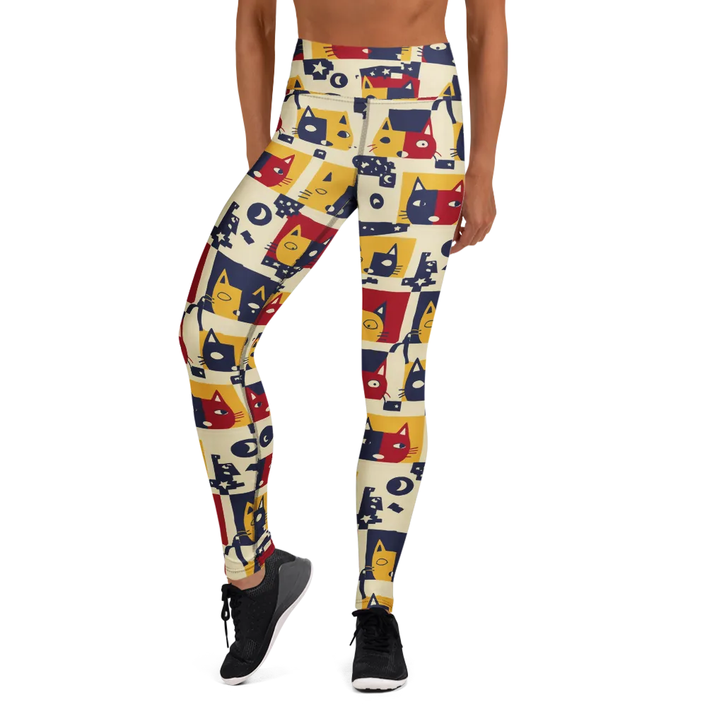 Cat’s Pajama Parade on Yoga Leggings — Front