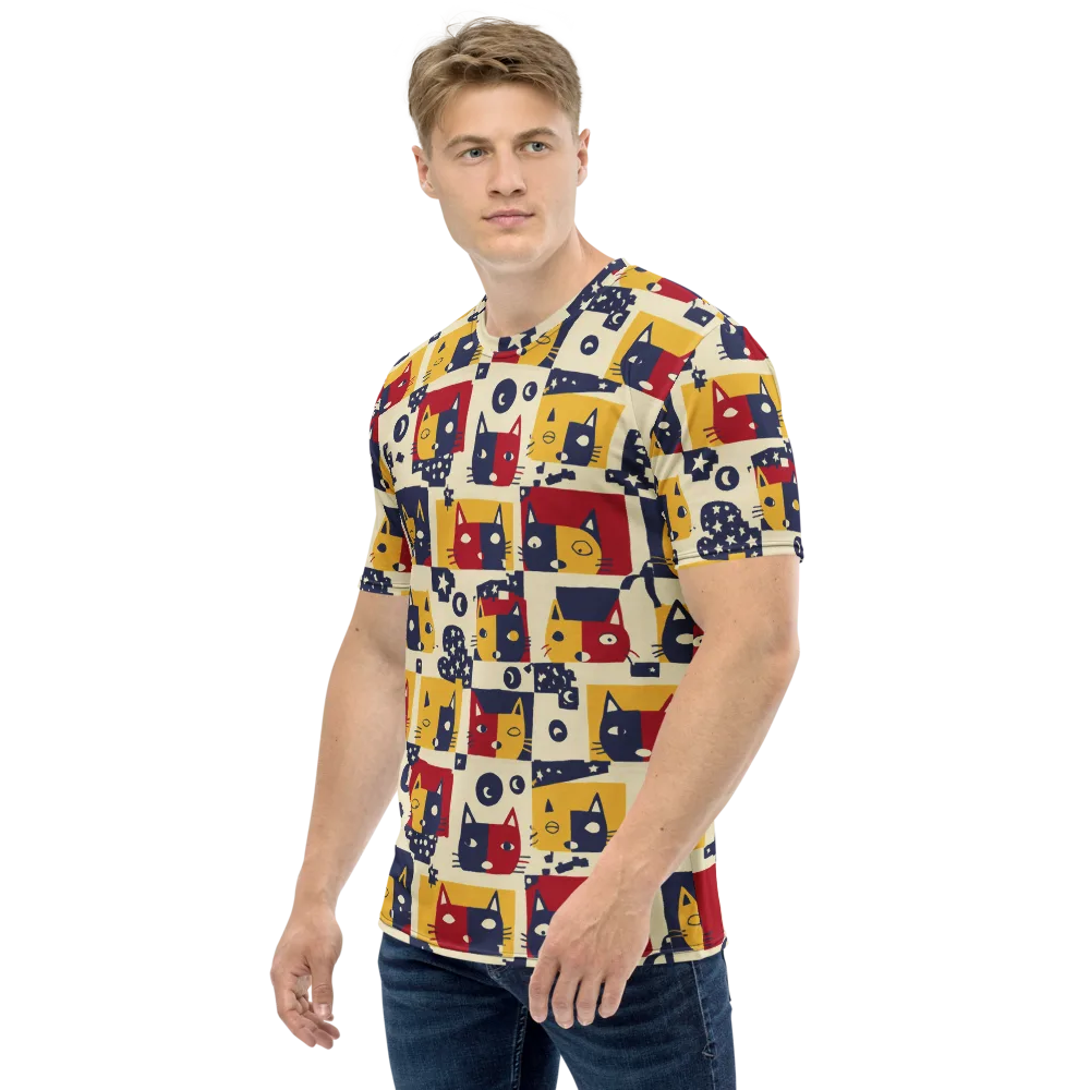 Cat’s Pajama Parade on Men's Crew Neck T-Shirt — Left