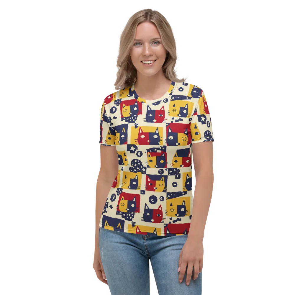 Cat’s Pajama Parade on Women's Crew Neck T-Shirt — Front