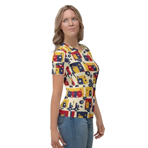 Cat’s Pajama Parade on a Women's Crew Neck T-Shirt
