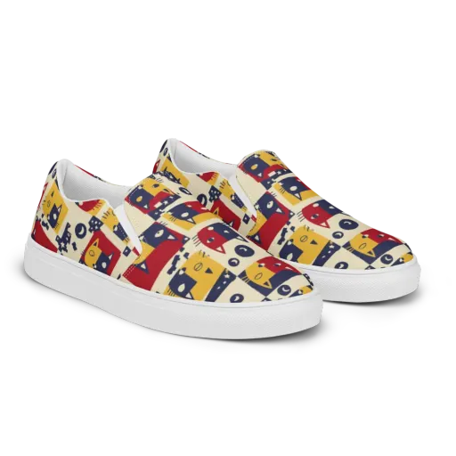 Cat’s Pajama Parade on a Men's Slip-On Canvas Shoes