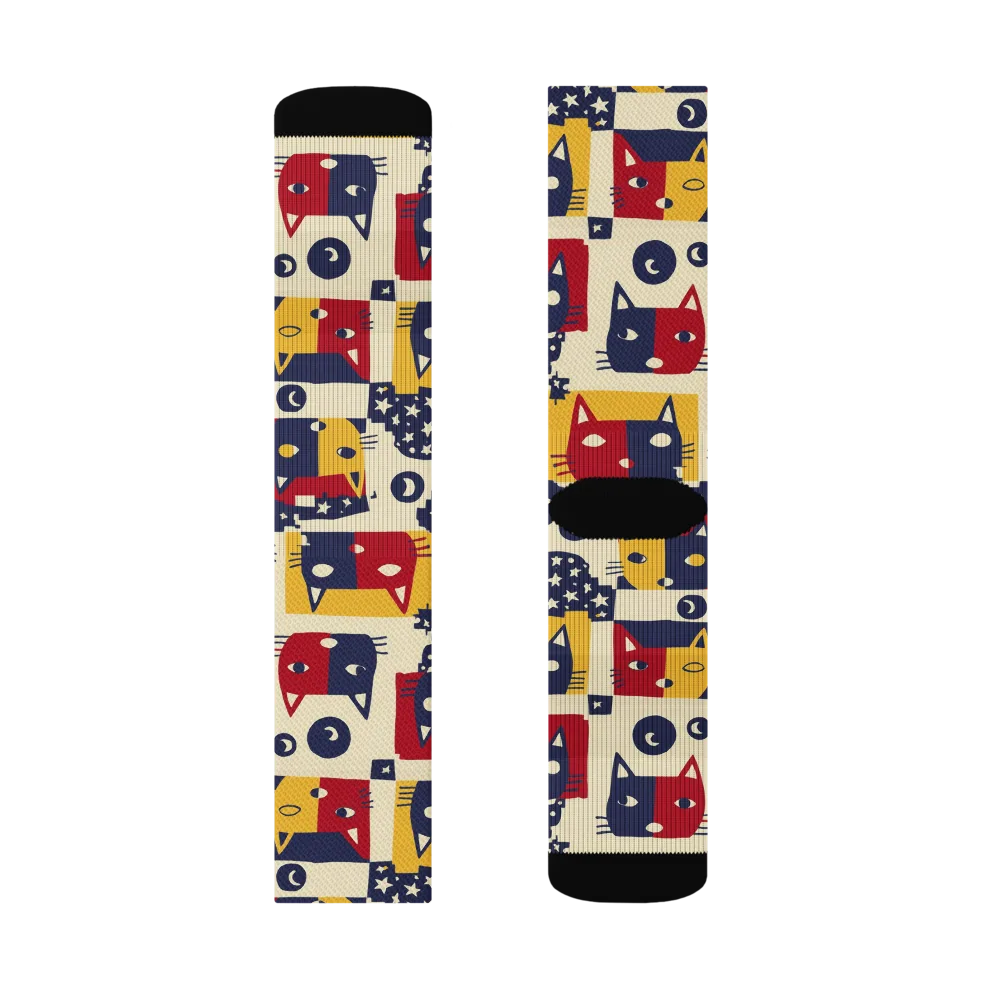 Cat’s Pajama Parade on Socks — Left Sock
