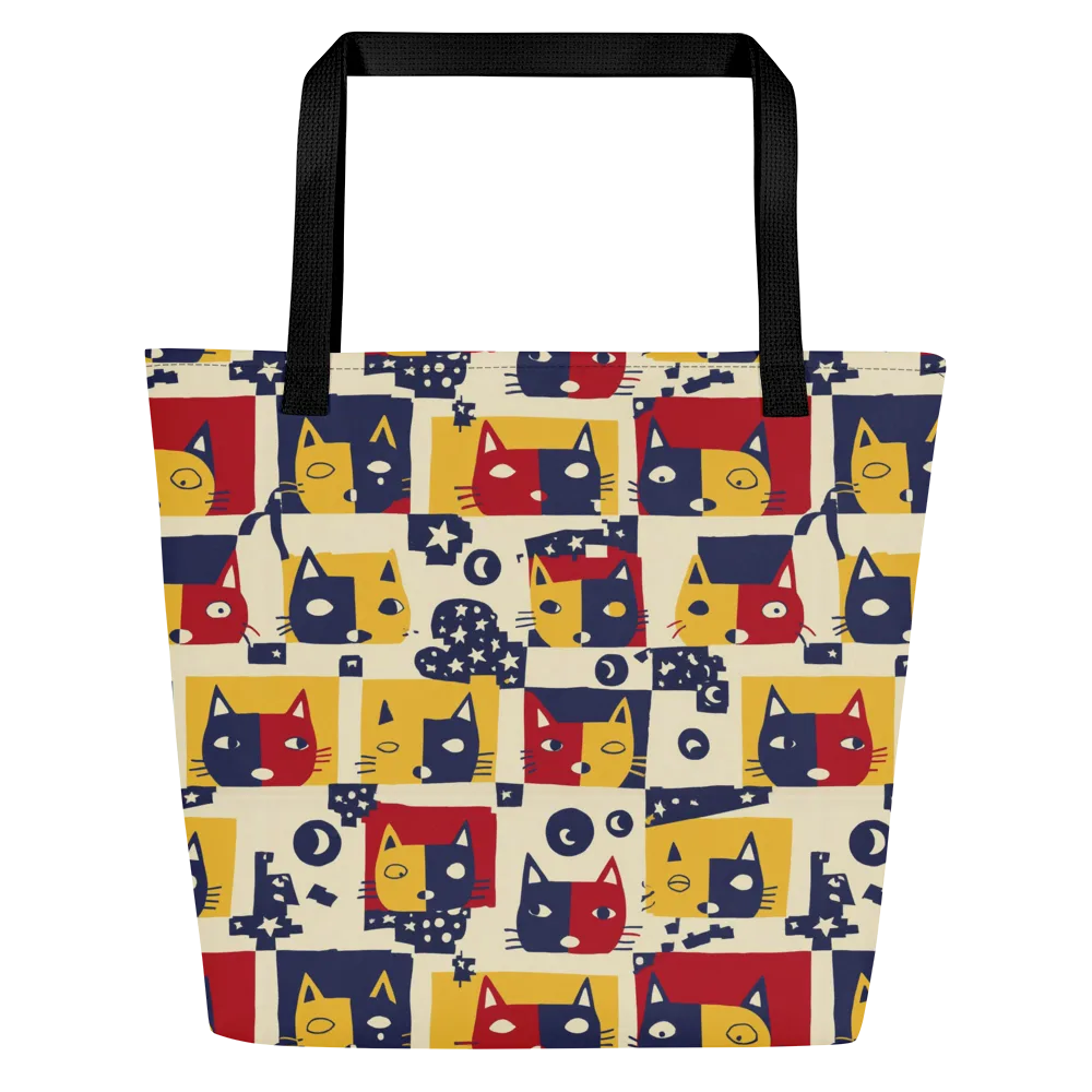 Cat’s Pajama Parade on Large Tote Bag W/ Pocket — Front