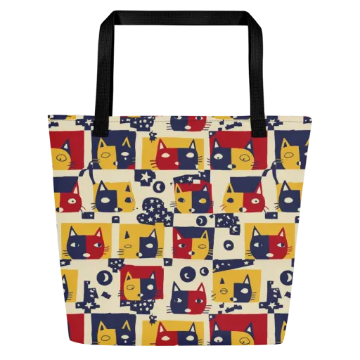 Cat’s Pajama Parade on a Large Tote Bag W/ Pocket