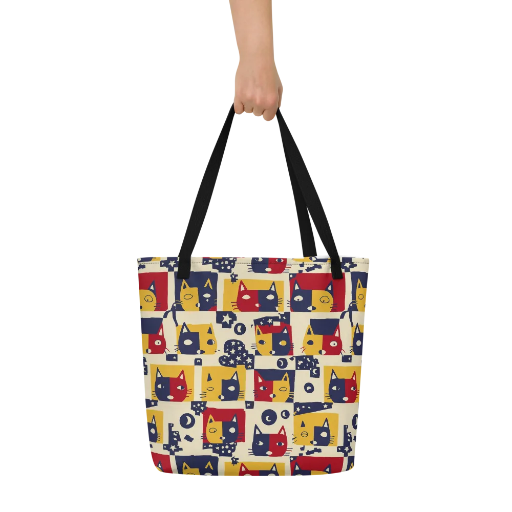 Cat’s Pajama Parade on Large Tote Bag W/ Pocket — Front