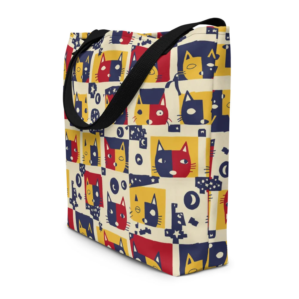Cat’s Pajama Parade on Large Tote Bag W/ Pocket — Front
