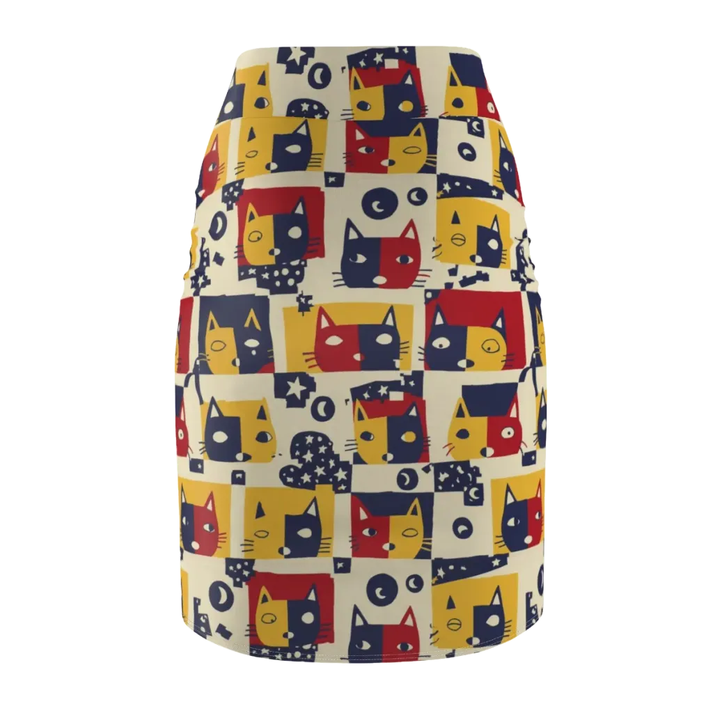 Cat’s Pajama Parade on Pencil Skirt — Back