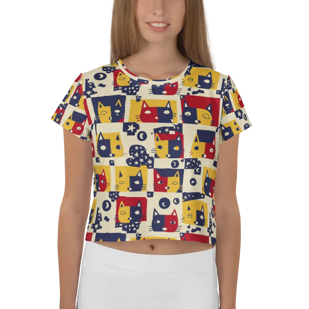 Cat’s Pajama Parade on Crop Tee — Front