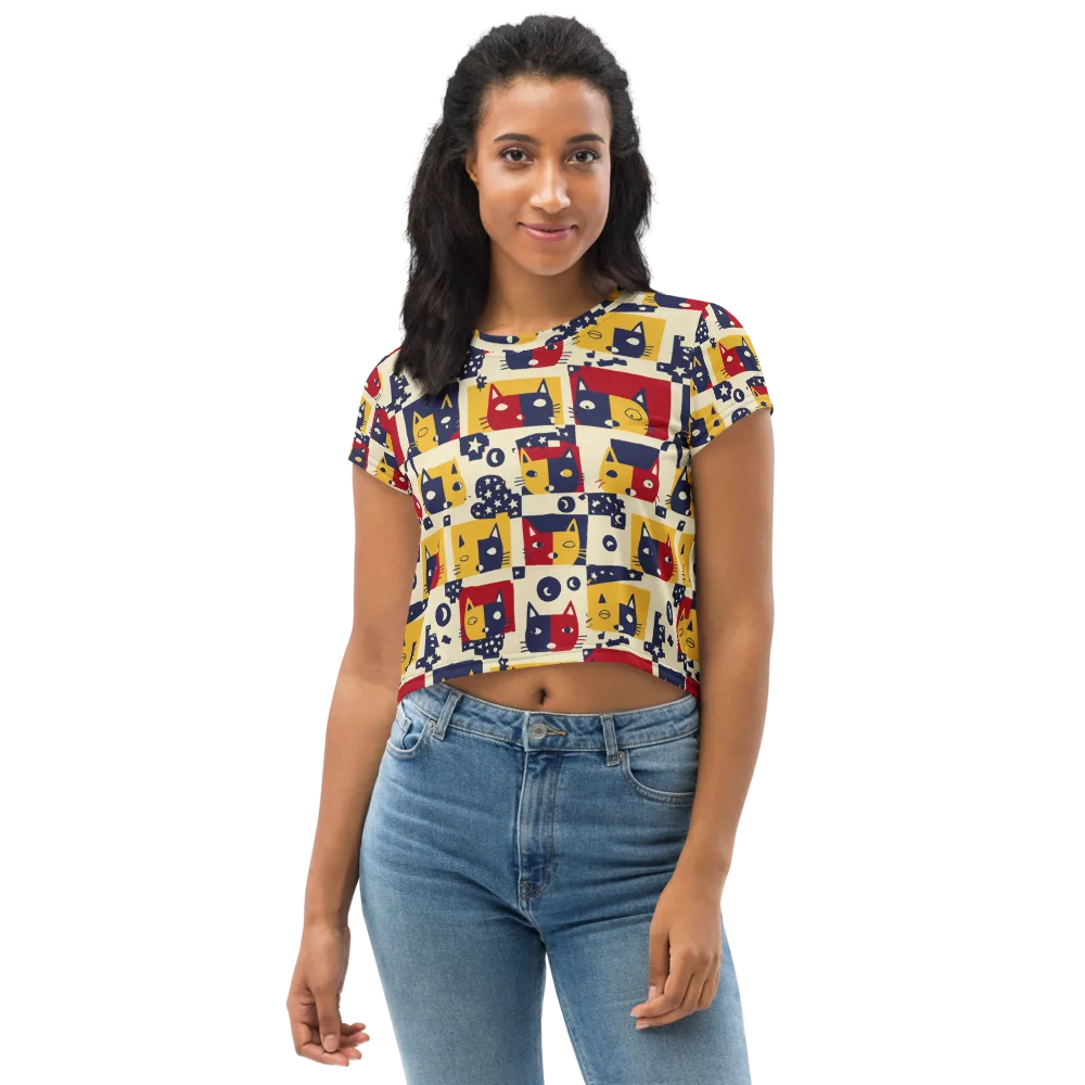 Cat’s Pajama Parade on Crop Tee — Front