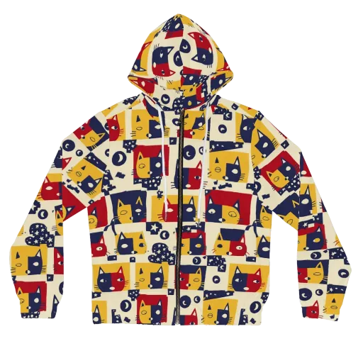 Cat’s Pajama Parade on a Women's Full-Zip Hoodie