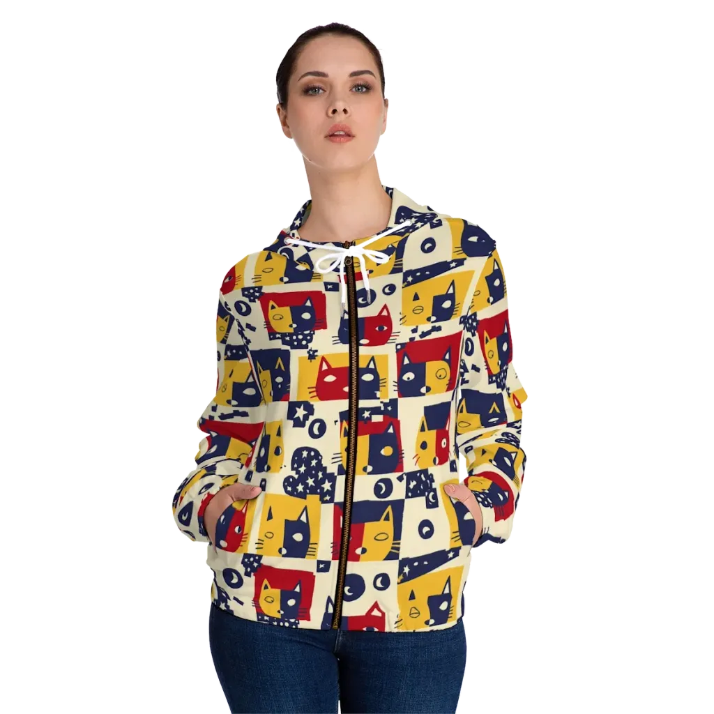 Cat’s Pajama Parade on Women's Full-Zip Hoodie — Front On Person