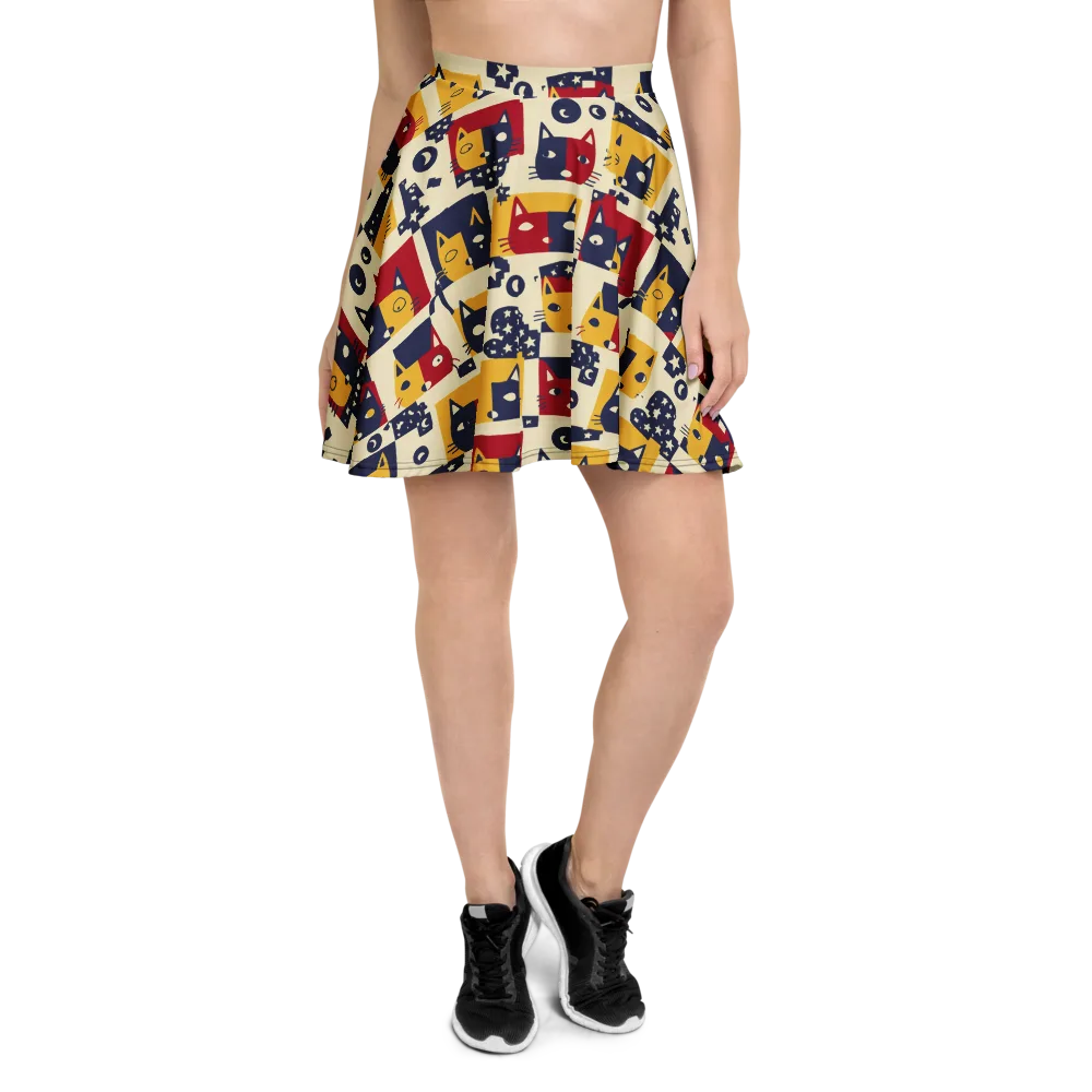 Cat’s Pajama Parade on Skater Skirt — Front