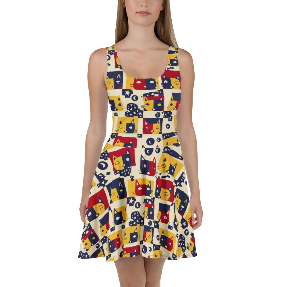 Cat’s Pajama Parade on Skater Dress — Front