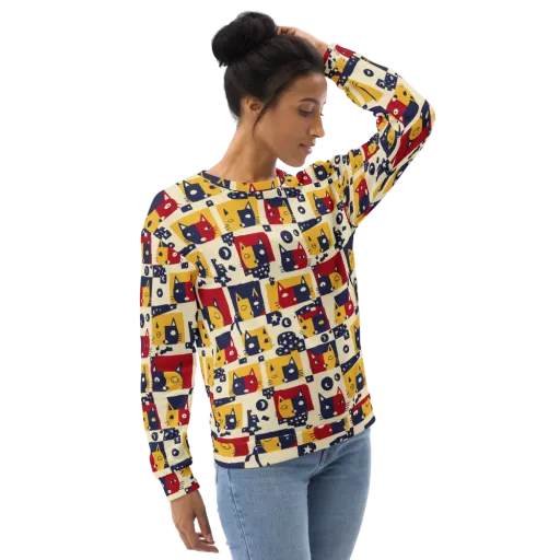 Cat’s Pajama Parade on a Sweatshirt