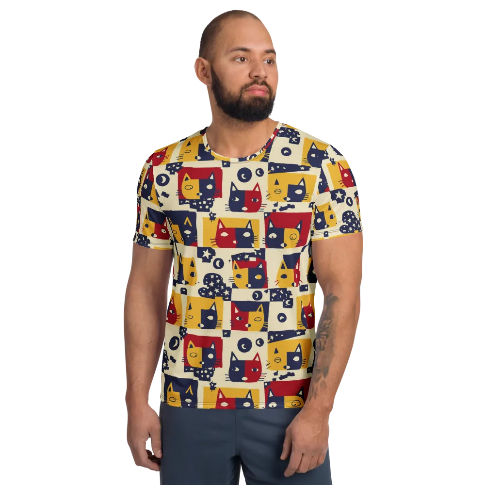 Cat’s Pajama Parade on Men's Athletic T-Shirt — Front