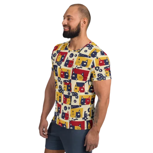 Cat’s Pajama Parade on a Men's Athletic T-Shirt