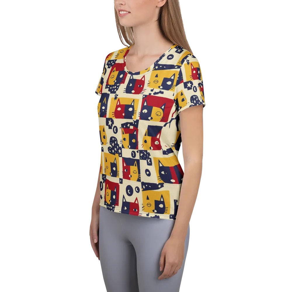 Cat’s Pajama Parade on Women's Athletic T-Shirt — Left
