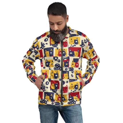 Cat’s Pajama Parade on a Bomber Jacket