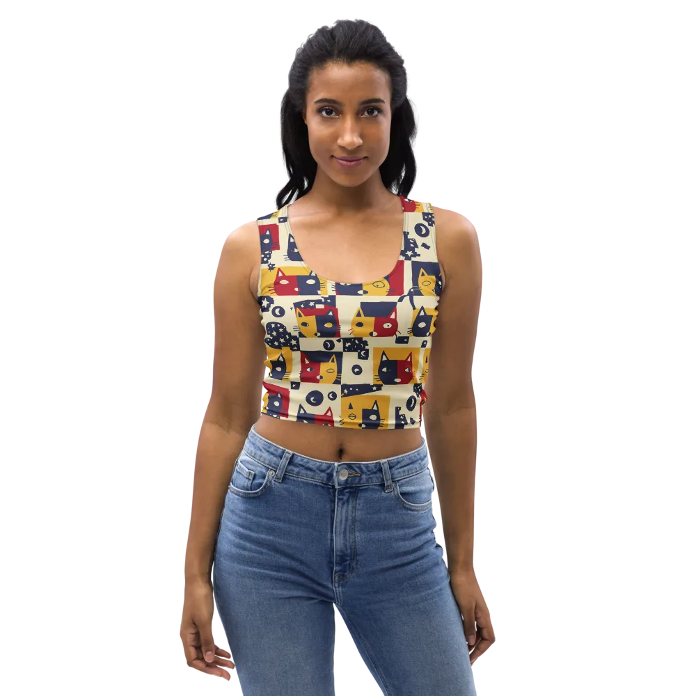 Cat’s Pajama Parade on Crop Top — Front