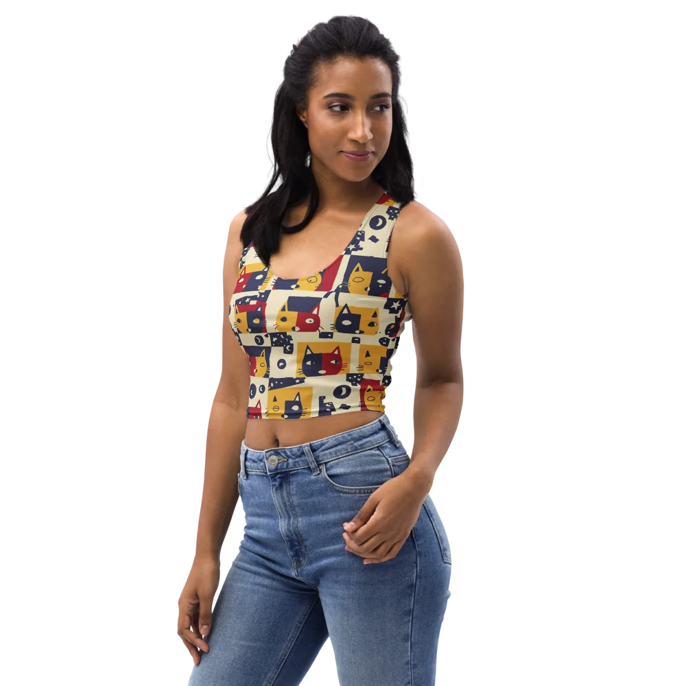 Cat’s Pajama Parade on Crop Top — Left Front