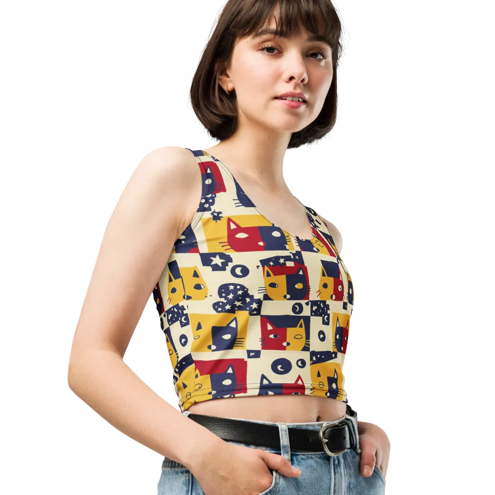 Cat’s Pajama Parade on Crop Top — Right Front