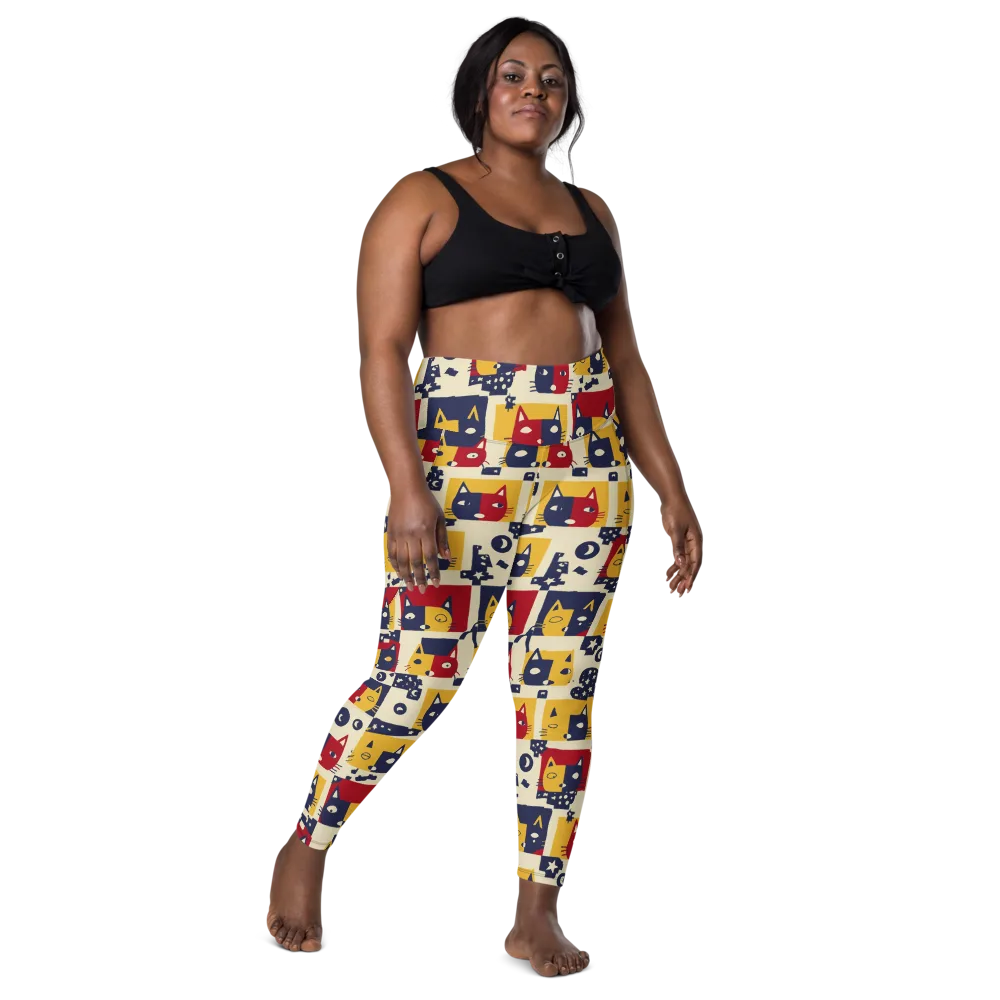 Cat’s Pajama Parade on Leggings with Pockets — Front