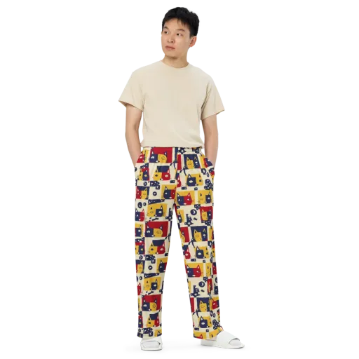 Cat’s Pajama Parade on a Wide-Leg Pants