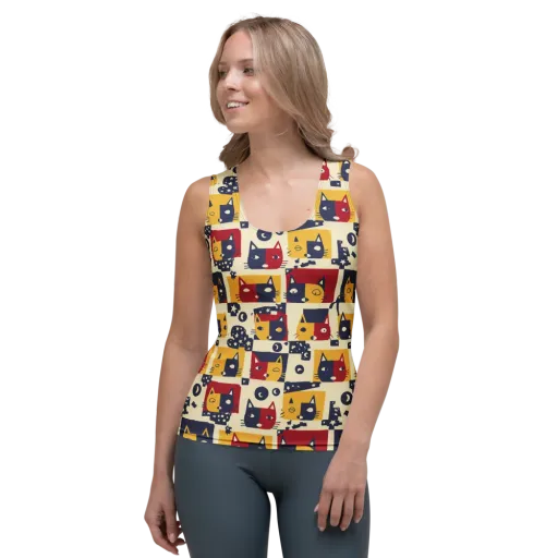 Cat’s Pajama Parade on a Women's Tank Top