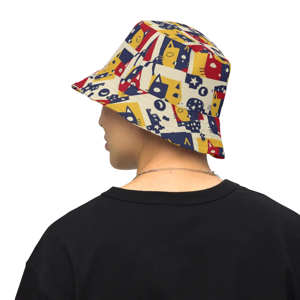Cat’s Pajama Parade on Reversible Bucket Hat — Back Inside