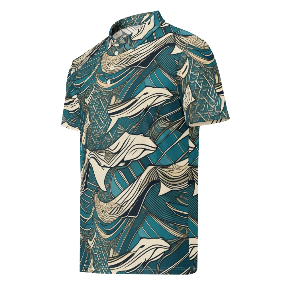 Teal Undertow on Men's Slim Fit Polo Shirt — Left Front