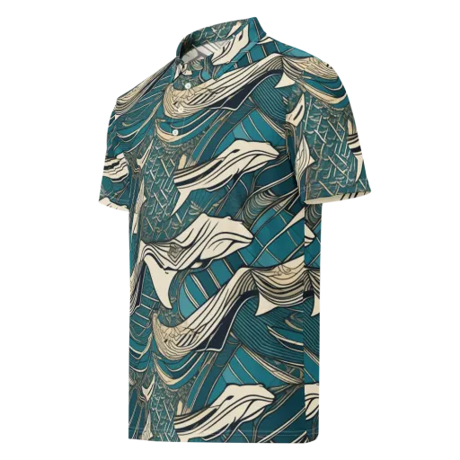 Teal Undertow on a Men's Slim Fit Polo Shirt