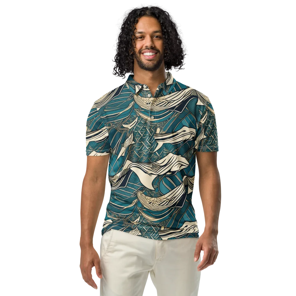 Teal Undertow on Men's Slim Fit Polo Shirt — Front