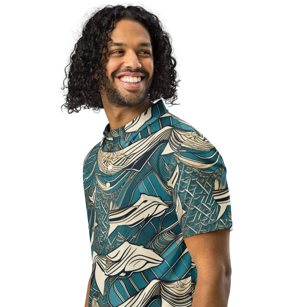 Teal Undertow on Men's Slim Fit Polo Shirt — Left Front