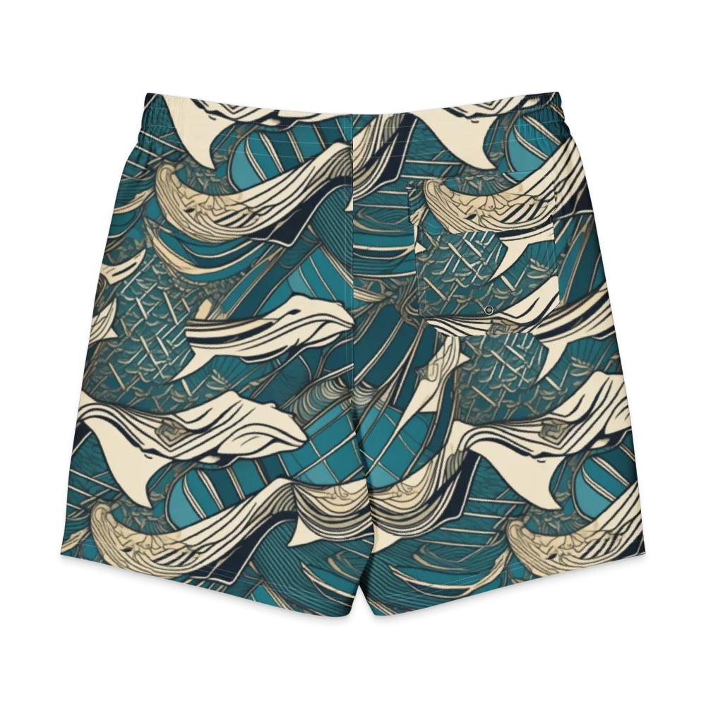 Teal Undertow on Men's Board Shorts — Back