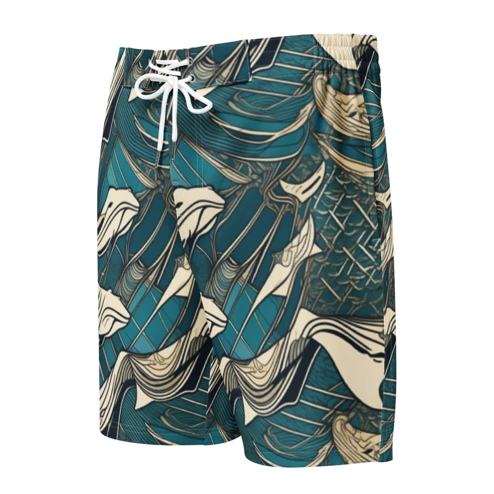 Teal Undertow on Men's Board Shorts — Front