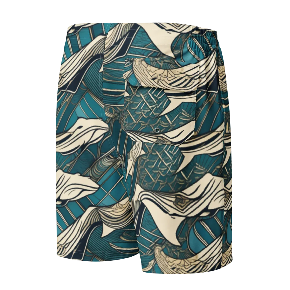Teal Undertow on Men's Board Shorts — Back