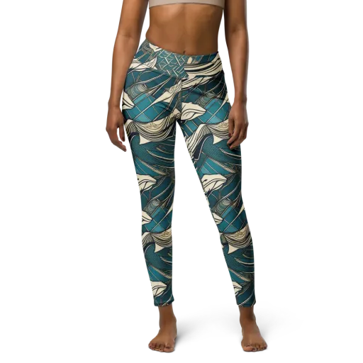 Teal Undertow on a Yoga Leggings
