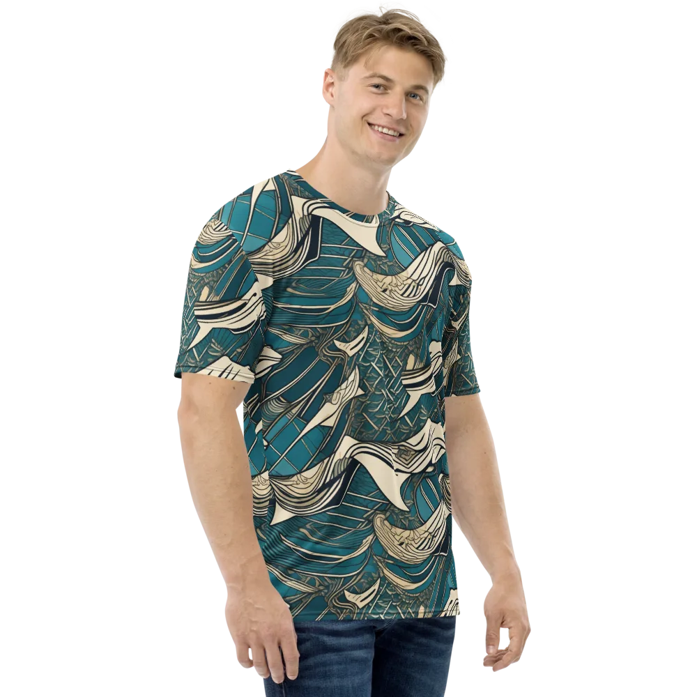 Teal Undertow on Men's Crew Neck T-Shirt — Right