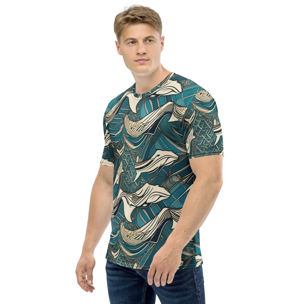 Teal Undertow on Men's Crew Neck T-Shirt — Left