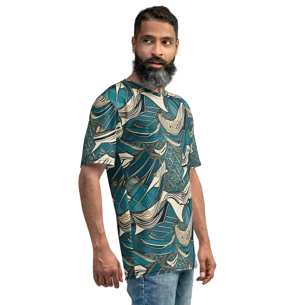 Teal Undertow on Men's Crew Neck T-Shirt — Right